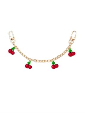 Cherry Bag Charm Chain Gold Tone Cute Fruit Purse Charm NWT